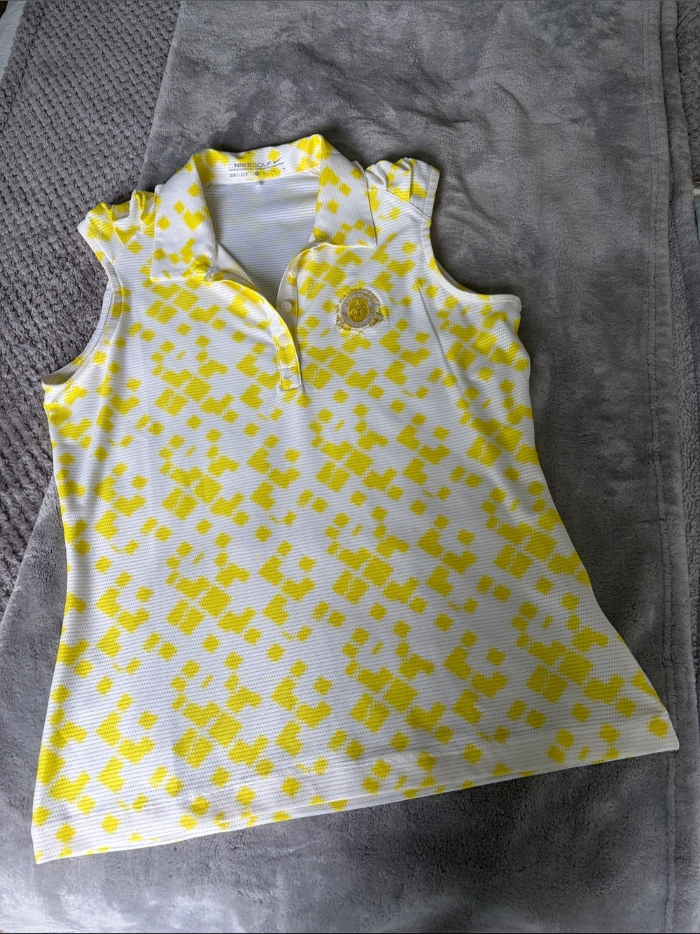 Nike Golf Yellow & White Sleeveless Polo sz Med.
